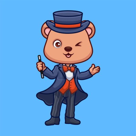 Magier Bear Cute Cartoon Character Illustration