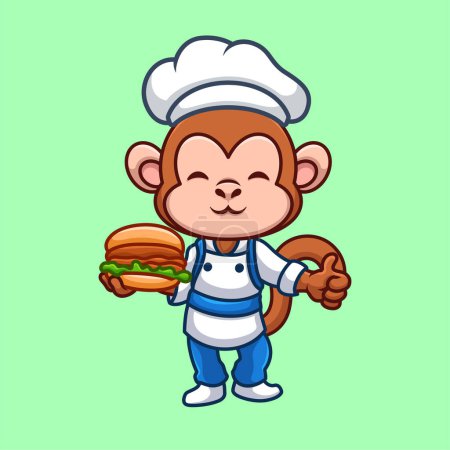 Foto de Chef Monkey Lindo personaje de dibujos animados Ilustración - Imagen libre de derechos