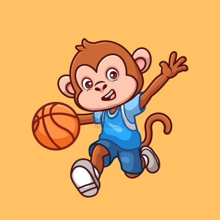 Foto de Mono de baloncesto lindo personaje de dibujos animados Ilustración - Imagen libre de derechos