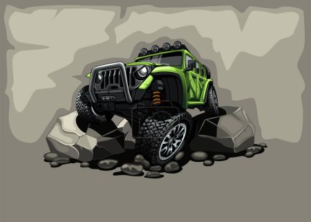 Ilustración de Verde 4x4 SUV muestra la calidad del chasis del coche - Imagen libre de derechos