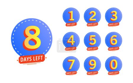 Illustration for Flashing numbers of days left. Stickers and banners announcement pack. - Royalty Free Image