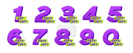 Illustration for Flashing 3d numbers of days left. Perfect for announcement and promotion. - Royalty Free Image