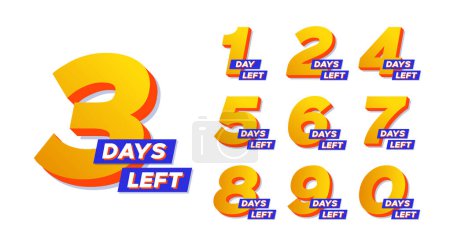 Illustration for Yellow 3d numbers of days left. Perfect for announcement and promotion. - Royalty Free Image