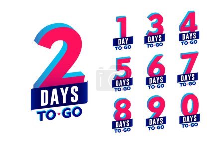 Illustration for Vibrant 3d numbers of days to go. Promotion and stickers timer pack. - Royalty Free Image