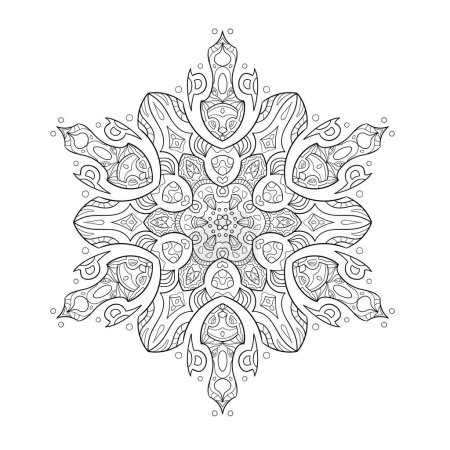 Ilustración de Vector de mandala blanco y negro para colorear libro y plantilla de diseño. - Imagen libre de derechos