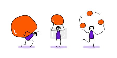 Illustration for Stick lifting a stone, rock. Simple design. - Royalty Free Image