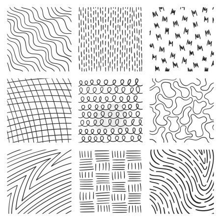 Illustration for Lines set in different styles. Stripes, shapes, finger print, scratched. - Royalty Free Image