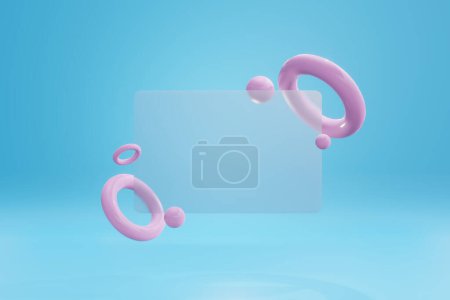 Foto de 3d render. Glassmorphism. Placa para inscripción con círculos rosados - Imagen libre de derechos
