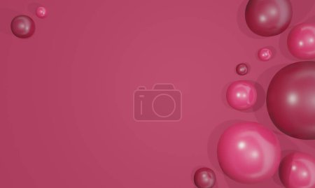 Téléchargez les photos : 3d rendu. Viva Magenta fond pour texte avec ballons rouges et roses de différentes tailles - en image libre de droit