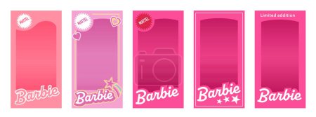 Téléchargez les illustrations : Ensemble de boîtes Barbie de couleur rose originale. Concept de base de Barbie. Illustration vectorielle - Zurich, Suisse - 16.01.2024 - en licence libre de droit