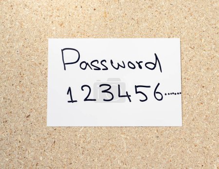 Passwort handgeschriebener Text auf einer weißen Postkarte