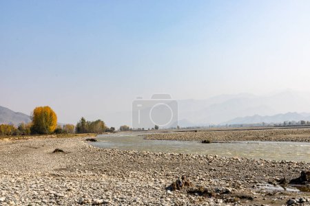 Beautiful scenery of river swat in winter autumn season