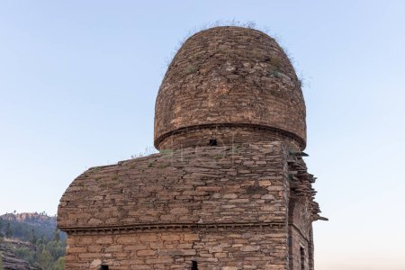 Photo for The side view of the cult statue or votive stupa in the balo kaley, Swat, Pakistan - Royalty Free Image