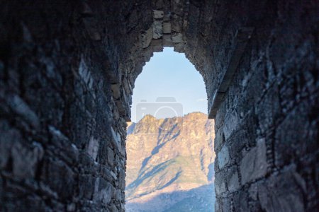 Photo for The Kandak valley view from inside of the balo kaley stupa believed to be built in the 2nd century - Royalty Free Image