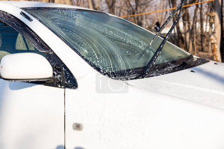 Photo for Washing car with soap and shampoo - Royalty Free Image