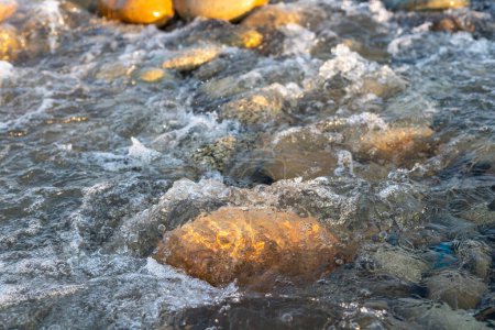 Photo for Rapids in fast flowing river close up. - Royalty Free Image