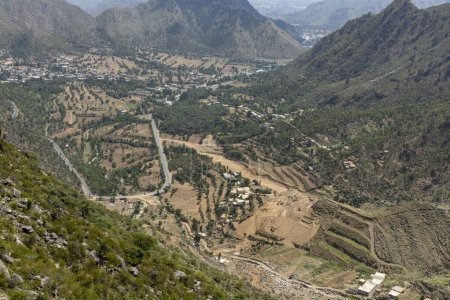 Photo for Aerial view of Buner from the top of the mountain Karakar pass - Royalty Free Image