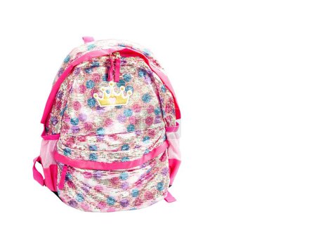 Photo for Girlish backpack isolated on a white background - Royalty Free Image