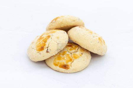 Nan Khatai, traditional shortbread cookies on white isolated background