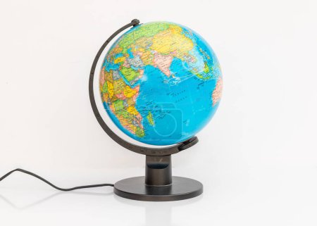 Educational globe map for countries and cultural studies on white isolated background