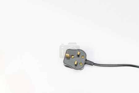Three pin electric plug isolated on the white background