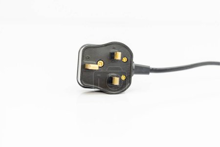 Three pin ac power plug isolated on white background