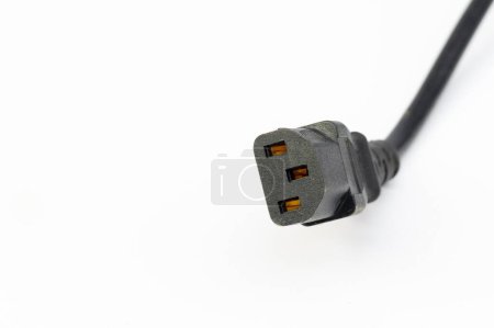 Black female rubber connector power plug isolated on a white background.