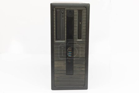 Black Computer Tower isolated on White Background.