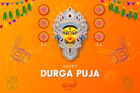 Illustration for Durga puja offer sale banner background design creative durga puja sale banner - Royalty Free Image