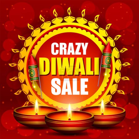 Illustration for Creative diwali sale banner. festival sale poster crazy diwali sale banner design - Royalty Free Image