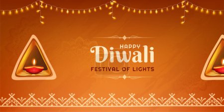 Illustration for Happy diwali festival creative abstract background illustration with decorative diya lamp - Royalty Free Image