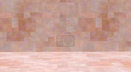 Téléchargez les photos : Arrière-plan avec murs et sol en tuiles de béton beige. Textures de fond. Rendu 3d - en image libre de droit