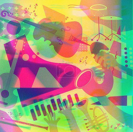 Photo for Abstract background with colorful music elements - Royalty Free Image
