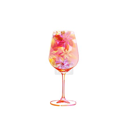 Photo pour Elegant wine glass  with flowers. Floral aroma wine. Colorful stemware with alcoholic beverage for celebrations and special occasions. Degustation events. - image libre de droit