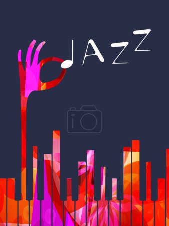 Ilustración de Colorido musical Jazz póster instrumentos musicales vector ilustración. Fondo lúdico para eventos de conciertos en vivo, festivales de música y espectáculos, volante de fiesta - Imagen libre de derechos