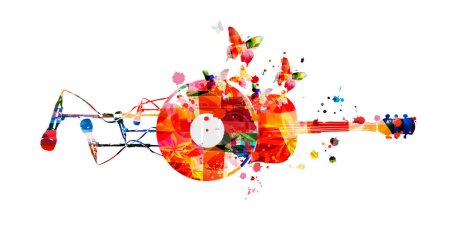 Bright colorful music theme vector illustration
