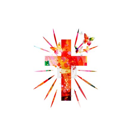 Illustration for Abstract colorful background with cross, religious concept - Royalty Free Image