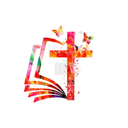 Téléchargez les illustrations : Abstrait fond coloré avec croix, concept religieux - en licence libre de droit