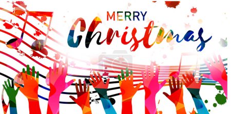 Illustration for Merry Christmas text, lettering for greeting cards, banners, posters, vector illustration - Royalty Free Image