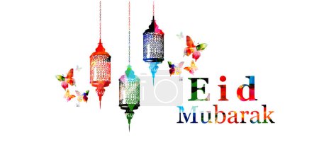 Illustration for Eid mubarak decorative arabic islamic banner design - Royalty Free Image