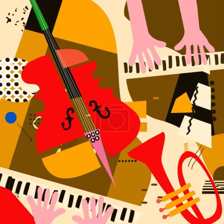 Téléchargez les illustrations : Fond musical abstrait avec instruments - en licence libre de droit