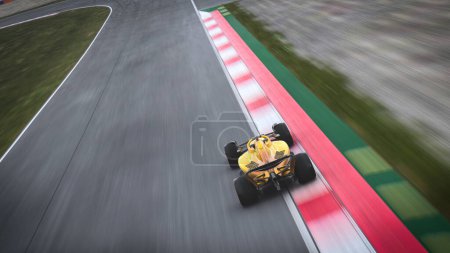 Photo for Yellow racing car in panning shots 3D illustration - Royalty Free Image
