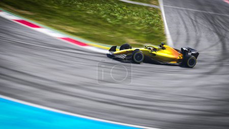 Photo for Yellow racing car in panning shots 3D illustration - Royalty Free Image