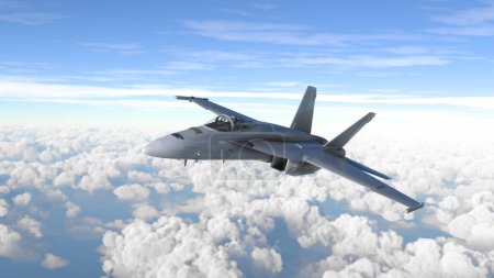 Téléchargez les photos : Avion F-18 survolant le ciel Illustration 3D, 6 Dez, 2022, Sao Paulo, Brésil. - en image libre de droit