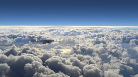 Photo for Commercial plane flying over the clouds - Royalty Free Image