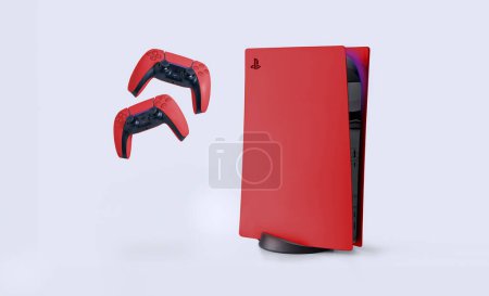 Foto de Controladores Red Playstation 5 y Dual Sense - Ilustración 3D, 20 Sep, 2023, Sao Paulo, Brasil. - Imagen libre de derechos