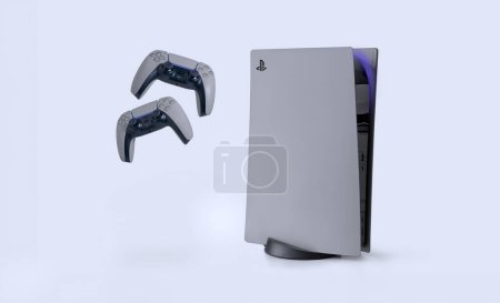 Foto de Controladores Silver Playstation 5 y Dual Sense - Ilustración 3D, 20 Sep, 2023, Sao Paulo, Brasil. - Imagen libre de derechos