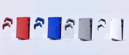 Foto de Controladores coloreados Playstation 5 y Dual Sense - Ilustración 3D, 20 Sep, 2023, Sao Paulo, Brasil. - Imagen libre de derechos