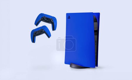 Foto de Controladores Blue Playstation 5 y Dual Sense - Ilustración 3D, 20 Sep, 2023, Sao Paulo, Brasil. - Imagen libre de derechos