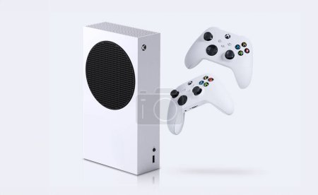 Foto de Consola Xbox Series S y controladores - Ilustración 3D, 21 Sep, 2023, Sao Paulo, Brasil. - Imagen libre de derechos